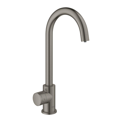 GROHE Blue Home Robinet de cuisine - bec en C - monotrou - fonction filtre - eau plate légèrement pétillante et gazeuse - hard graphite brossé