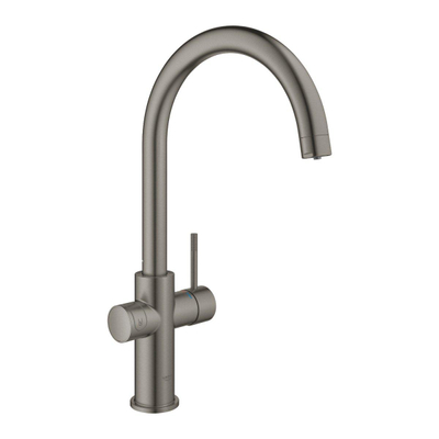 GROHE Blue home Robinet de cuisine 1 trou avec bec duo c starterkit avec wifi bluetooth eau glacée et gazeuse 3x eau glacée + 3x eau gazeuse brossé Hard graphite brossé (anthracite)