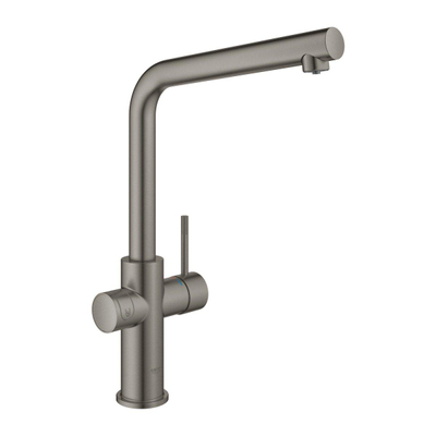 Grohe Blue Home Keukenkraan - L-Uitloop - 1-gats - filterfunctie - plat licht en bruisend water - brushed hard graphite (antraciet)
