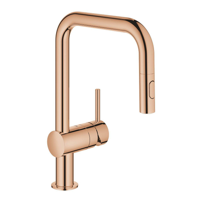 Grohe Minta Keukenkraan - hoog - draaibare/uittrekbare u uitloop - 2 straalsoorten - brushed warm sunset (koper)