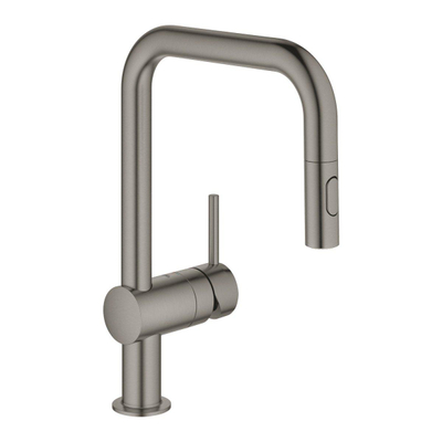Grohe Minta Keukenkraan - hoog - draaibare/uittrekbare u uitloop - 2 straalsoorten - brushed hard graphite (antraciet)