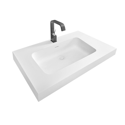 Royal Plaza Intent Plan vasque 100x45x1.5cm 1 trou de robinet 1 vasque Solid Surface Blanc mat