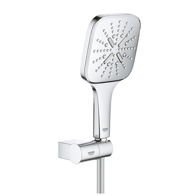 GROHE Rainshower SmartActive 130 Cube Ensemble douchette - 3 types de jets - carré - avec support - réglable - flexible lisse - 150cm - chrome