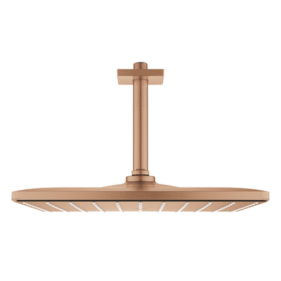 GROHE Rainshower Mono 310 Cube Pomme de tête de douche - 31x31cm - 1 jet - bras de plafond 14.2cm - warm sunset brossé