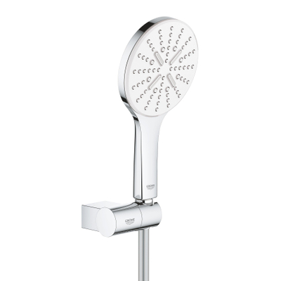 GROHE Rainshower SmartActive 130 Set de douchette - 3 jets - rond - avec support - réglable - flexible lisse - 150cm - chrome/moonwhite
