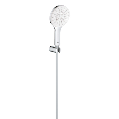 GROHE Rainshower SmartActive 130 Set de douchette - 3 types de jets - rond - avec support - flexible lisse - 150cm - chromé/moon white