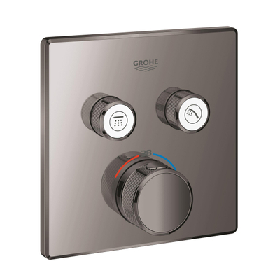 Grohe Grohtherm SmartControl Inbouwthermostaat - 3 knoppen - vierkant - hard graphite (antraciet)