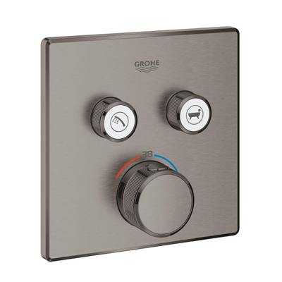 GROHE Grohtherm smartcontrol Pièce d'habillage pour mitigeur thermostatique avec inverseur pour 2 fonctions carré Brushed Hard graphite brossé (anthracite)