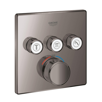 Grohe Grohtherm SmartControl Inbouwthermostaat - 4 knoppen - vierkant - hard graphite (antraciet)