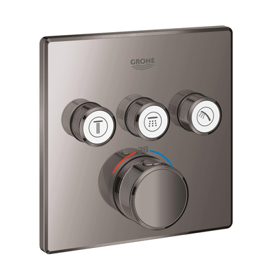 Grohe Grohtherm SmartControl Inbouwthermostaat - 4 knoppen - vierkant - hard graphite