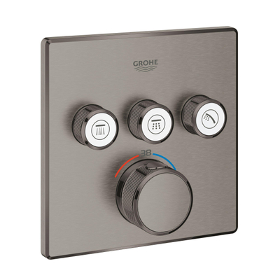 Grohe Grohtherm SmartControl Inbouwthermostaat - 4 knoppen - vierkant - brushed hard graphite (antraciet)