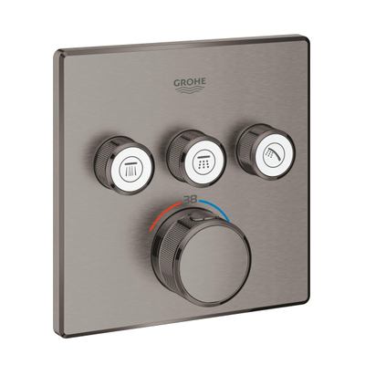 Grohe Grohtherm SmartControl Inbouwthermostaat - 4 knoppen - vierkant - brushed hard graphite