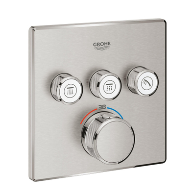 Grohe Grohtherm SmartControl Inbouwthermostaat - 4 knoppen - vierkant - supersteel TWEEDEKANS