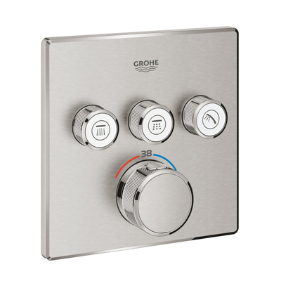 Grohe Grohtherm SmartControl Mitigeur thermostatique encastré - 4 boutons - carré - SuperSteel