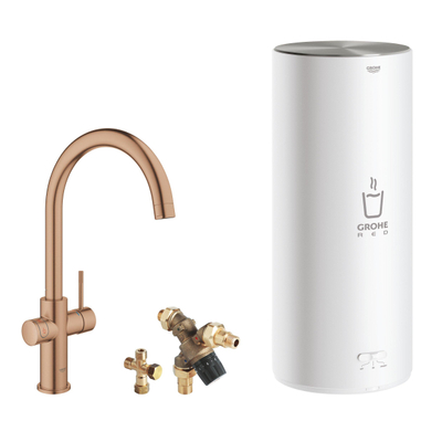 GROHE Red Keukenkraan - hoog - 3 in 1 - c uitloop - met l size boiler - warm sunset geborsteld