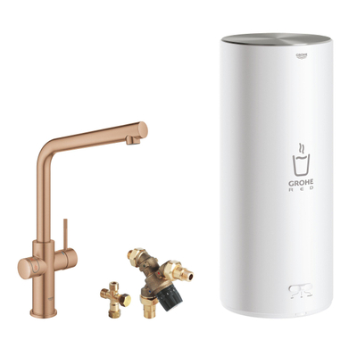 GROHE Red 1-gats keukenkraan duo m. l-uitloop m. L-size boiler brushed warm sunset