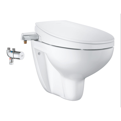 GROHE bau keramiek siège de toilette pour douche avec wc suspendu + thermostat blanc