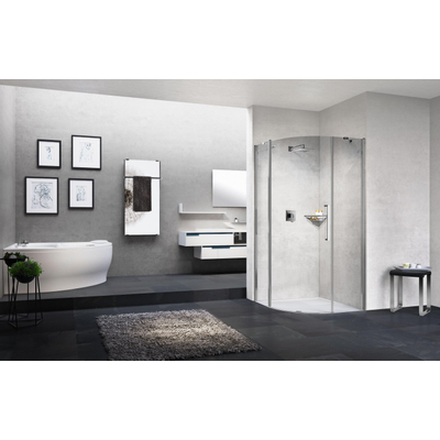 Novellini Young 2.0 r1 cabine de douche quart de cercle avec porte tournante et segments fixes 77.5/79.5x200cm match chrome/clair