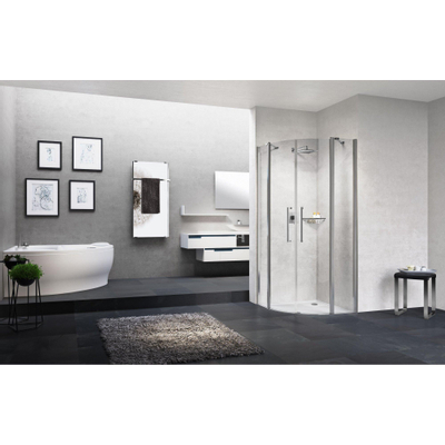 Novellini Young 2.0 r2 cabine de douche quart de cercle avec portes battantes et segments fixes 97.5/99.5x200cm match chrome/clair