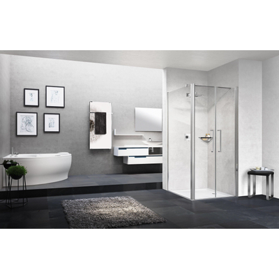 Novellini Young 2.0 2B porte pivotante 2 parties pour niche 77/81x200cm matchroom/satiné