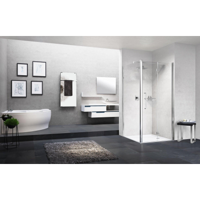 Novellini Young 2.0 1BS porte pliante pour niche 94/98x200cm gauche noir/clair