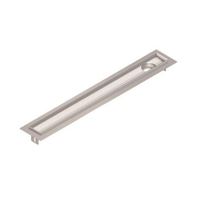 Aco FlexDrain E ShowerDrain Caniveau de douche en acier inoxydable rehausseur excentré avec bride périphérique 687mm (sans grille/corps de siphon/obturateur anti-odeurs) avec sortie verticale