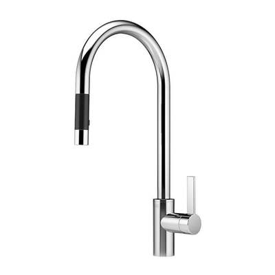Dornbracht Tara Ultra Mitigeur de cuisine 1 trou avec bec haut rond extractible avec douchette orientable à 360° saillie 24 cm chrome
