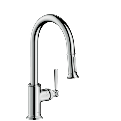 Axor Montreux Robinet de cuisine avec mousseur extractible et bec rehaussé rotatif rond chrome