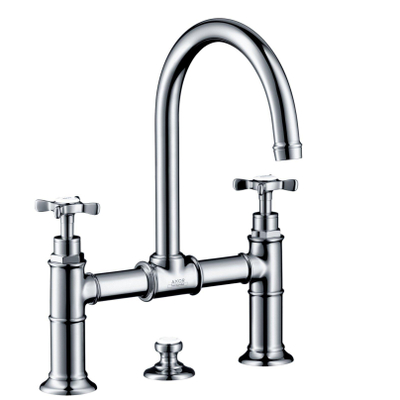AXOR Montreux wastafelkraan - model 220 - opbouw - hoog - 3-gats - met kruisgrepen - chroom