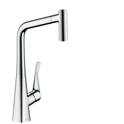 Hansgrohe Metris M71 - 1 greeps keukenmkr - 320 met uittrekb vuistdche - 2jet chrm - hoogglans chroom
