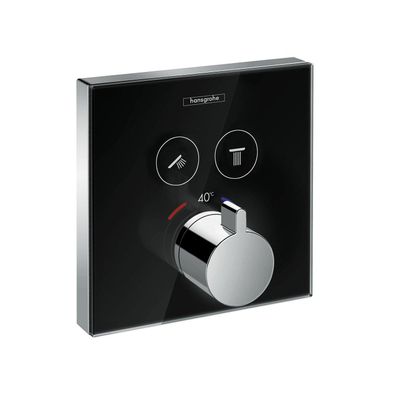 Hansgrohe ShowerSelect Glass afbouwdeel voor inbouw thermostaat m. stopkranen v. 2 douchefuncties zwart/chroom OUTLETSTORE