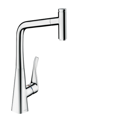 Hansgrohe Metris Select mitigeur monocommande de cuisine 320 avec bec extractible, chromé