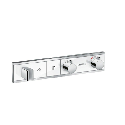 Hansgrohe Rainselect Afbouwdeel - voor inbouw douchekraan - thermostatisch - voor 2 functies - met handdouchehouder - 45.6x90cm wit/chroom - thermostaat - wit chroom