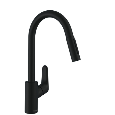 Hansgrohe Focus m41 1 greeps keukenkraan - 240 uittrekbare vuistdouche - 2 straalsoorten - mat zwart