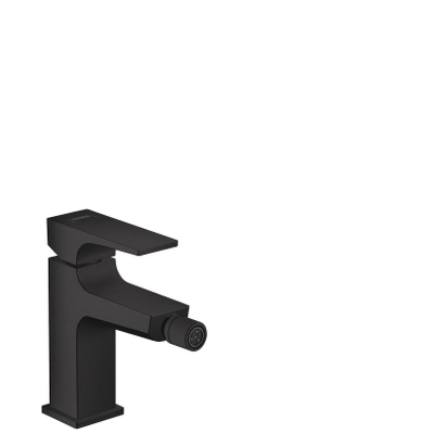 Hansgrohe Metropol 1-gats bidetkraan - 100 met push open waste - met voorsprong uitloop 12.9cm - mat zwart
