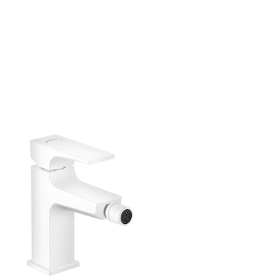 Hansgrohe Metropol Robinet de bidet 1 trou 100 avec vidage push open avec bec décalé 12.9 cm mat blanc