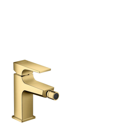 Hansgrohe Metropol 1-gats bidetkraan - 100 met push open waste - met voorsprong uitloop 12.9cm - glans goud