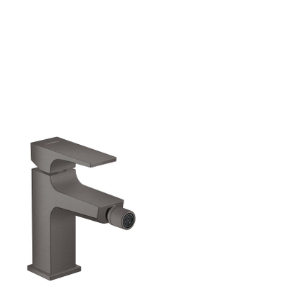Hansgrohe Metropol 1-gats bidetkraan - 100 met push open waste - met voorsprong uitloop 12.9cm - hoogglans zwart chroom
