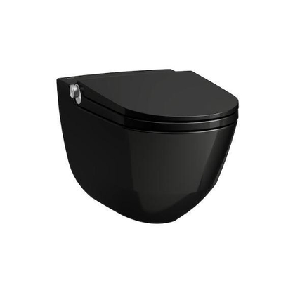 Laufen Cleanet RIVA Douche WC 35.5x60x61.5cm diepspoel incl. closetzitting met deksel en softclose keramiek glanzend zwart glans
