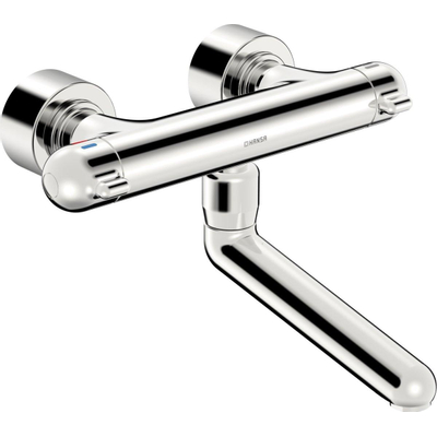 Hansa Hansacare robinet mural thermostatique avec bec pivotant 25,9 cm avec raccords encastrés obturables chrome