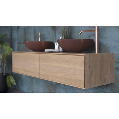 Looox Wood collection Meuble sous lavabo en bois avec 2 tiroirs 160x30x46cm chêne - vieux gris