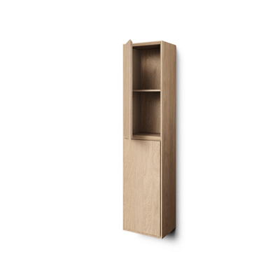 Looox Wood collection Wood hoge kast 2 dr push open -softclose 170x40x30cm eiken - old grey