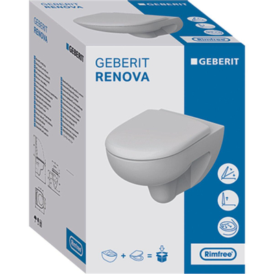 Pack WC Geberit Renova à fond creux Rimless avec abattant à fermeture douce blanc