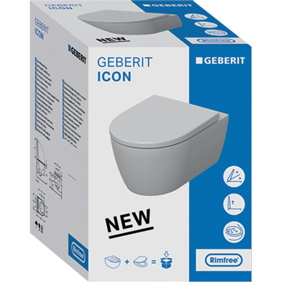 Geberit ICon Wandclosetpack - 36x53x37.5cm - diepspoel - spoelrandloos - keramiek - rimless - glans wit