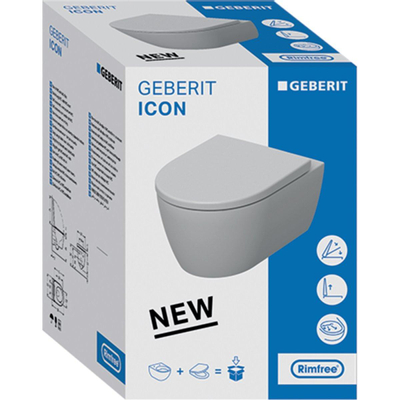 Geberit Icon WC suspendu pack à fond creux rimfree 36.6x53cm avec abattant softclose blanc