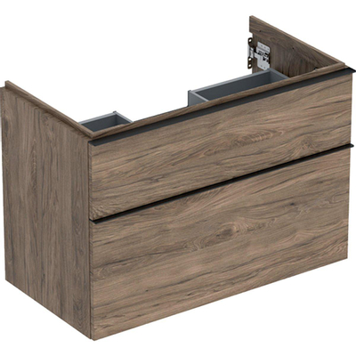 Geberit ICon onderkast wastafel - 2 lade - 89x47.6cm - softclose - noten hickory (hout)