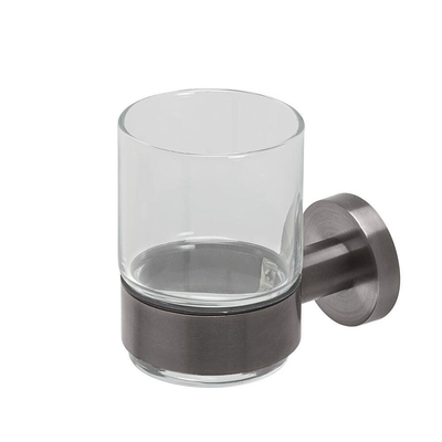Geesa Nemox Porte-gobelet avec verre Métal noir brossé
