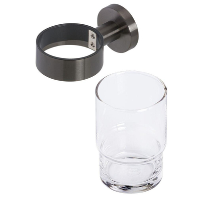 Geesa Nemox Porte-gobelet avec verre Métal noir brossé