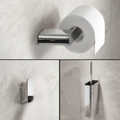 Geesa Shift Toiletaccessoireset - Toiletborstel met houder - Toiletrolhouder zonder klep - Handdoekhaak - Chroom