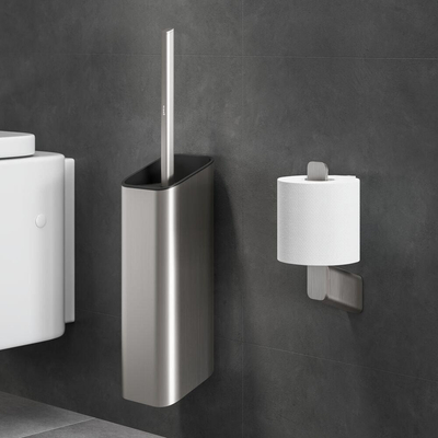 Geesa Shift brosse WC avec support 10.6x51.9x11.3cm (brosse et couvercle noir) inox brossé